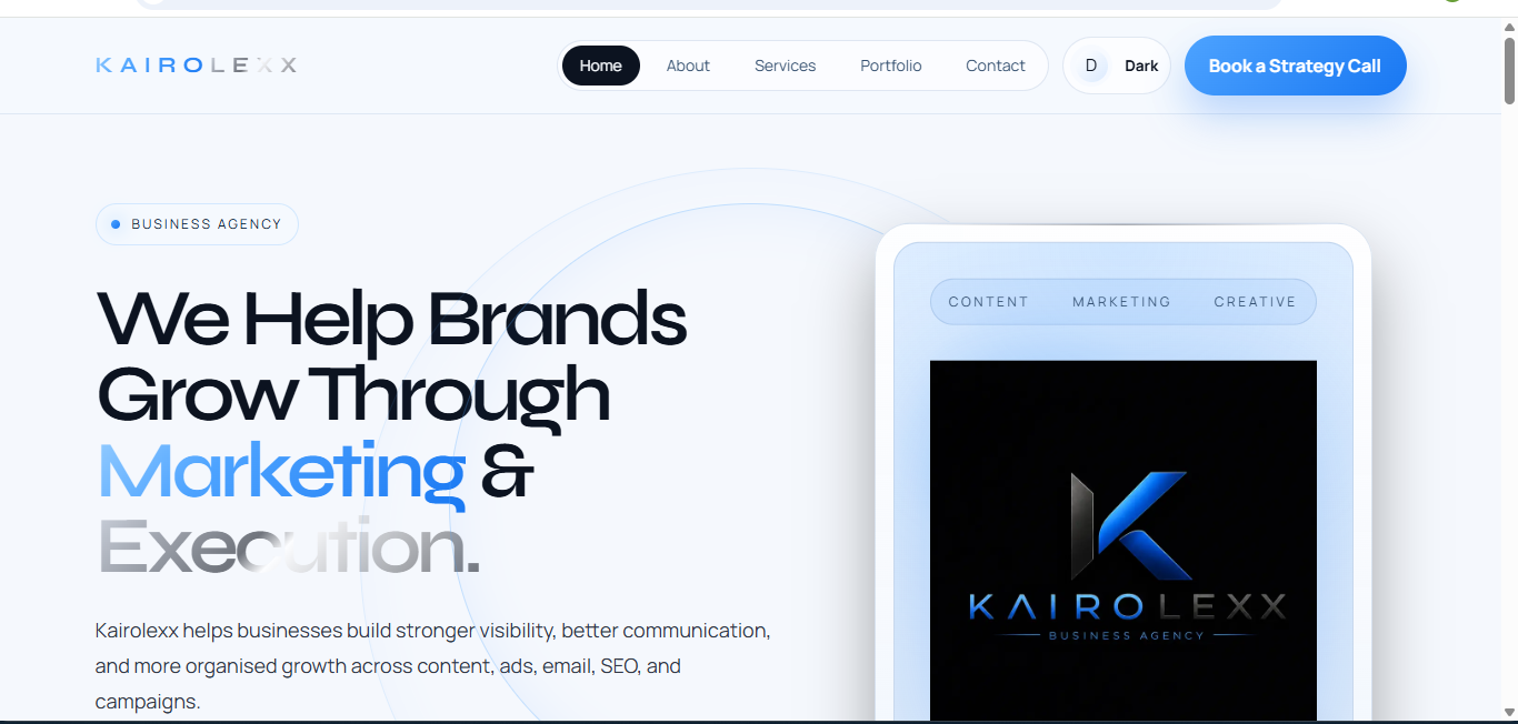 Screenshot of the Kairolexx website